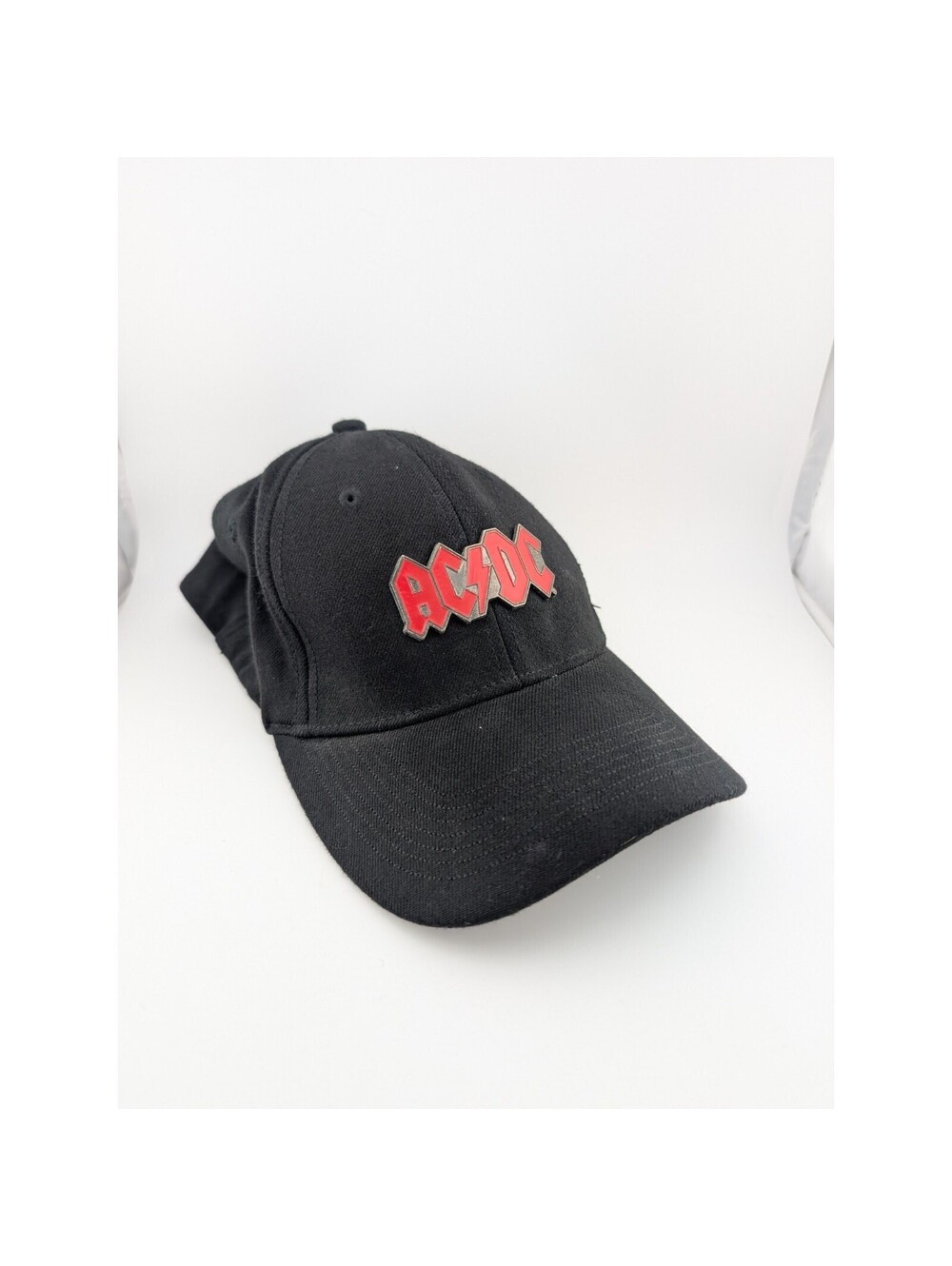 ACDC Fitted Hat Black Red 2005 Vintage Merch Bio Domes Metal Logo